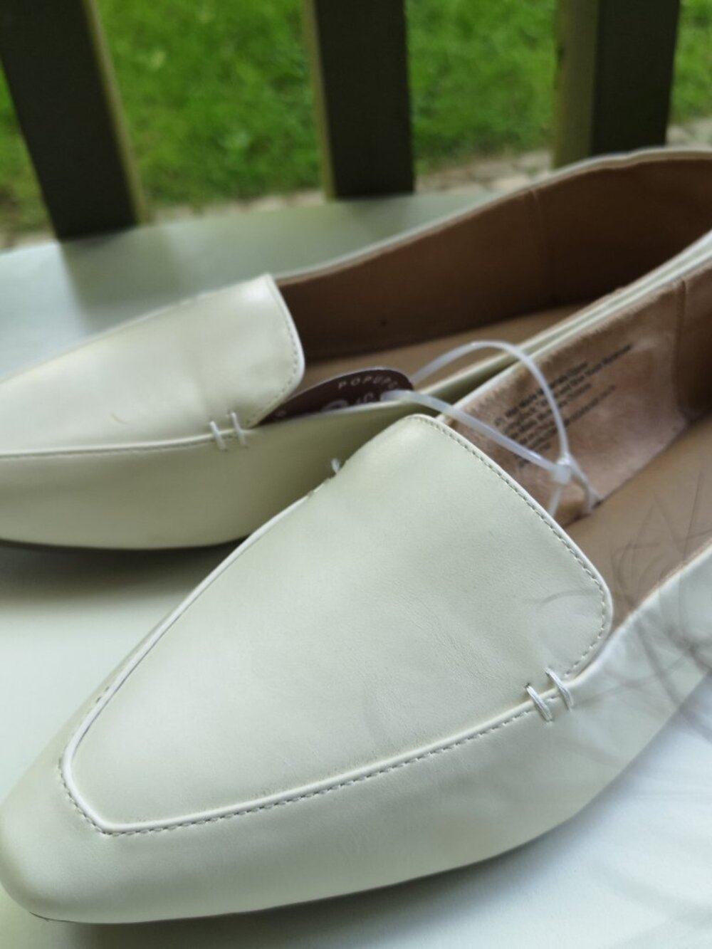 A New Day Shoes Womens 9.5 Hayes Loafers Slip On Flats Cream Faux Leather